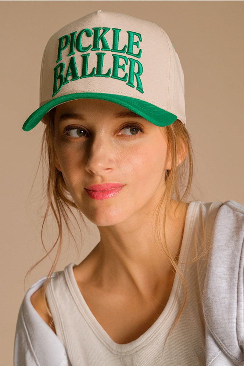 Pickle Baller Embroidered Trucker Hat- Green