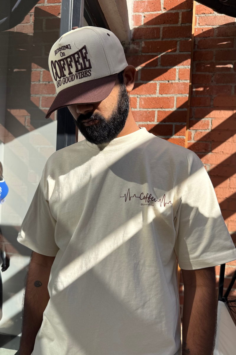 Coffee Heartbeat Tee – Cream/Brown